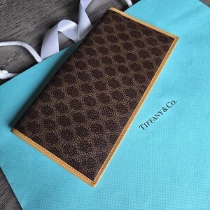 Authentic Celine Brown Monogram Long Wallet with Tan Trim